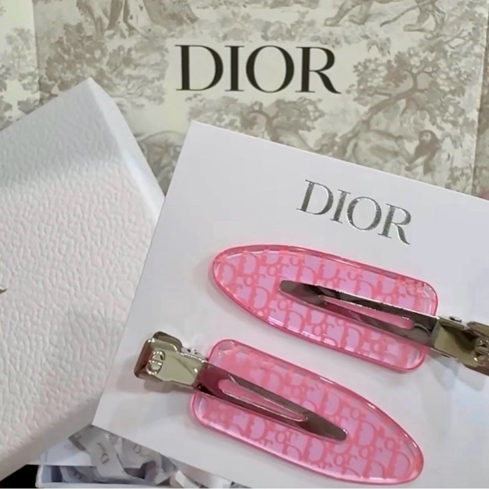 Dior Hair Clips Backstage Limited Edition Pink Logo Hair Clips New in Box GWP